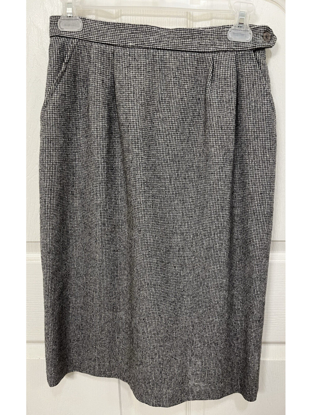 Vintage Petite Illustrations Wool Blend Tweed Brown Skirt Womens Lined